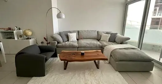 Pan Emirates pianca feather filled Modular Living room Sofa with footstool