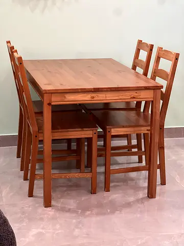 Solid Wood Dining Table with Chairs