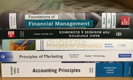 Foundations Financial Management / Principles of Economics /Marketing / Accounting -150 each
