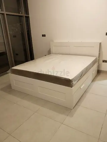 IKEA BRIMNESS  queen bed with headboard+4 storage drawers underneath the bed and IKEA mattress