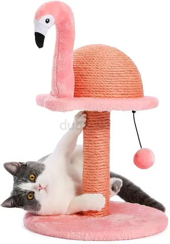 48 CM Cat Scratching Post, Flamingos Natural Sisal Cat Scratcher with Interactive Toy Ball and Extra
