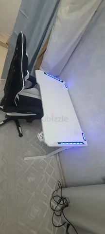 Modern Gaming Desk with LED Lights