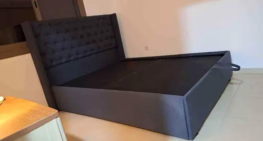 Grey Upholstered King Size Bed Frame