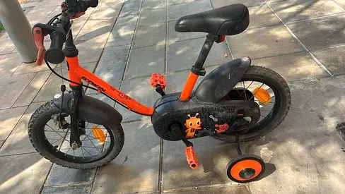 Kids Orange Bicycle with Training Wheels