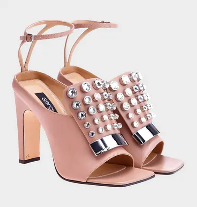 Sergio Rossi Nude Heeled Sandals – Size 39