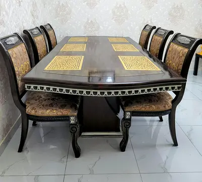 Elegant Wooden Dining Table with 6 Chairs