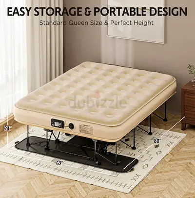 Simpli Comfy Queen EZ Bed Self-Inflating Air Mattress with Built in Frame