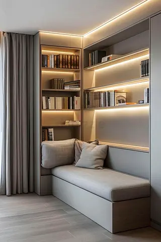 Stylish Built-in Reading Nook with Shelves