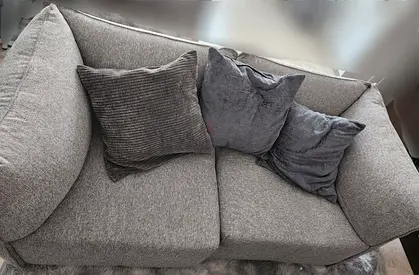 Comfortable Grey Sofa with Plush Cushions 8 persons