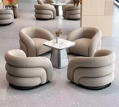 Stylish Modern Accent Chairs with Marble Side Table