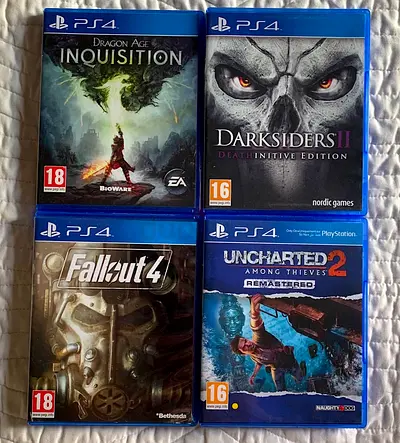 DARKSIDERS II - FALLOUT 4, Uncharted 2, Dragon Age Inquisition.