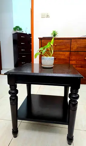Elegant Black Side Table with sub Storage