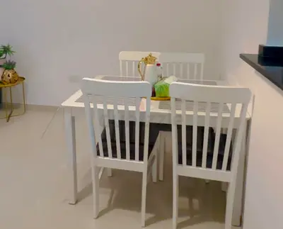 Modern White Dining Table Set with Chairs