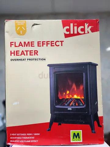 Click Flame Effect Heater - 1800W with Overheat Protection