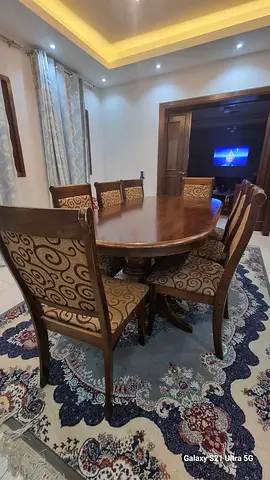 Elegant Dining Table Set with Intricate Chairs