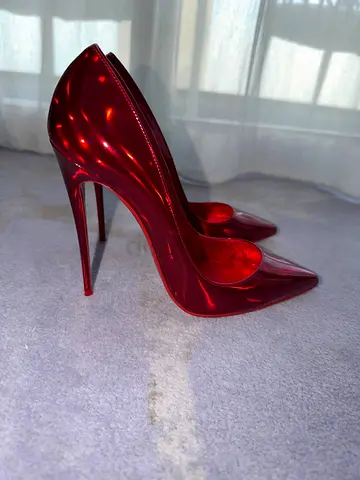 Christian Louboutin Red Metallic High Heels – Brand New