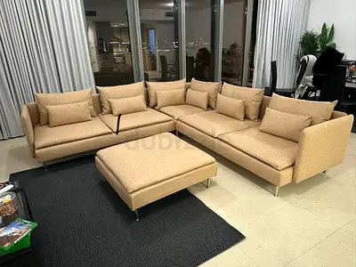 Ikea soderhamn corner sofa with ottoman beige color