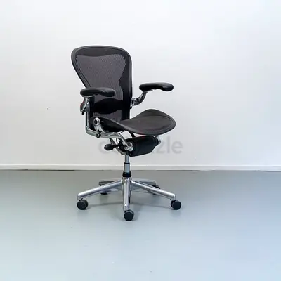 Chrome Base Herman Miller Aeron Chair Lumbar Support Size B Fully Adjustable