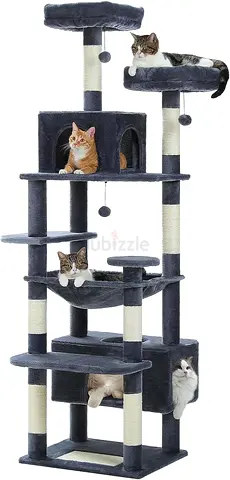 Large Cat Tree, Cat Tower for Large Cats, Cat Condo with Sisal-covered Scratching Posts and Pads, 2