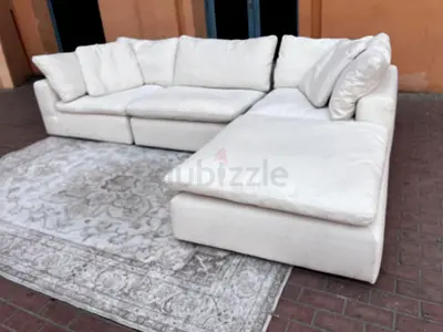 Cloud feather filled The Loom Collection Modular Sofa with footstool