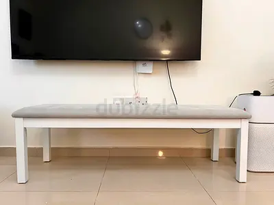 Stylish White Bench with Soft Cushion