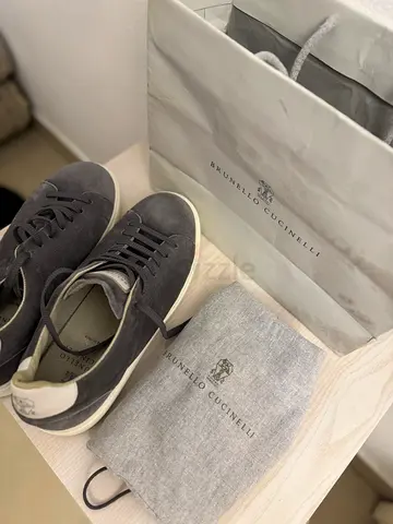 Brunello Cucinelli Grey Sneakers with Original Bag