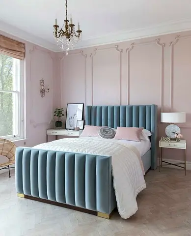 Elegant Modern Bed with Plush Headboard