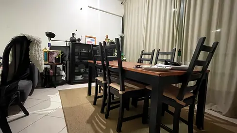 Stylish Dining Table Set with Black Chairs