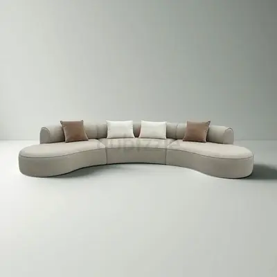 Sleek Curved Sofa with Cushions