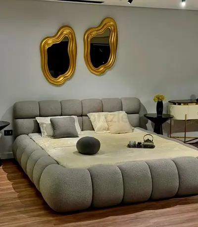 Contemporary Plush Bed with Unique Design