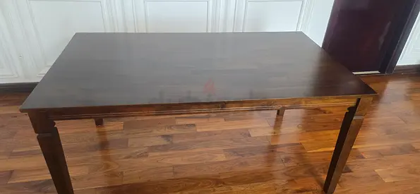 Sturdy Rectangular Dining Table in Brown Finish