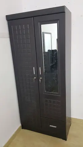 Elegant Dark Wood Armoire with Glass Door