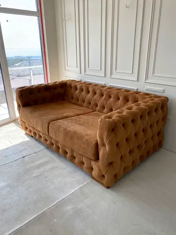 Elegant Beige Velvet Sofa for Sale