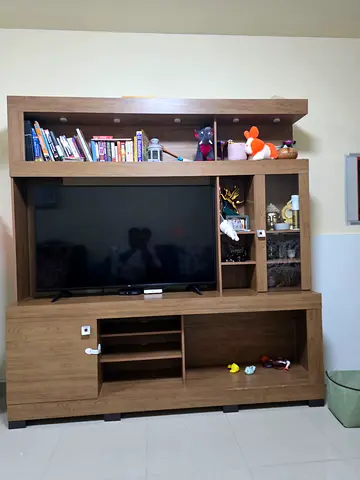 Modern Wooden Entertainment Center with Storage