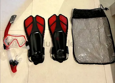 Diving Gear Set: Two Snorkel + Mask, and Fins