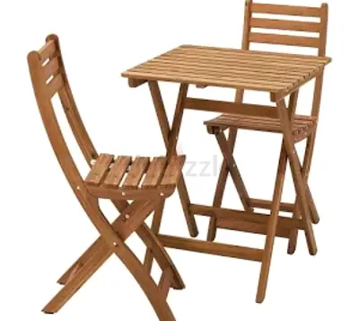 Compact Wooden Folding Table and Chairs Set for balcony or garden