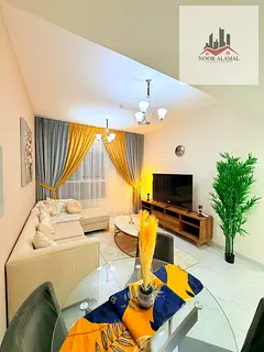 Sharjah, Al Taawun, one bedroom and living room, first occupancy, fully furnished with hotel-style f