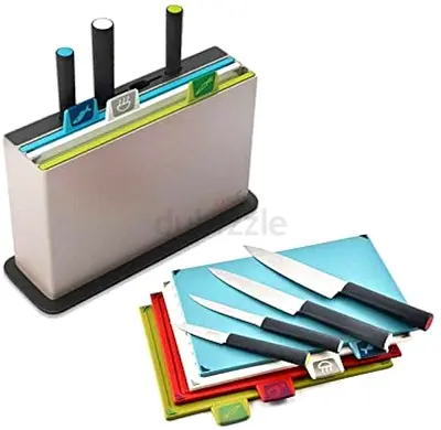 Benna Professional Index Chopping Board Set with 4 Pieces Knife