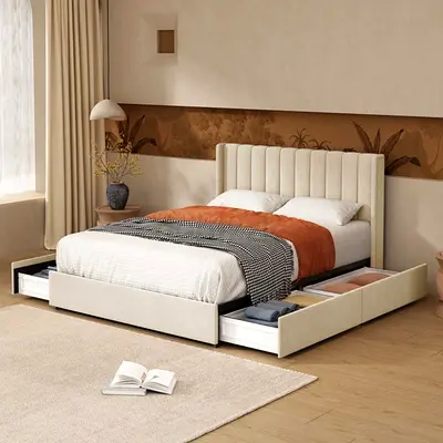 New Elegant Queen Bed with 4  Storage Drawers - Premium Quality