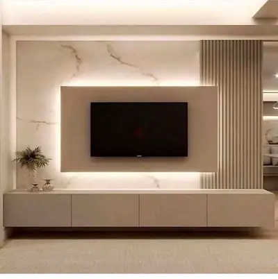 Sleek Modern Entertainment Center with Ambient Lighting