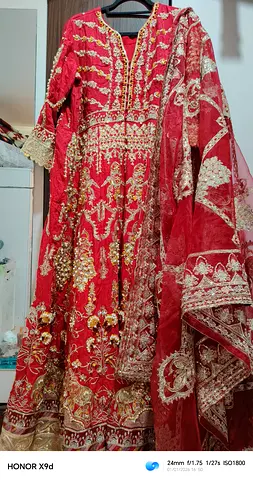 Elegant Red Embroidered Anarkali Dress