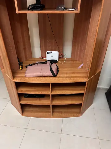 Stylish Wooden Corner Study Table with Shelves