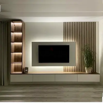 Modern Entertainment Center with Elegant Lighting