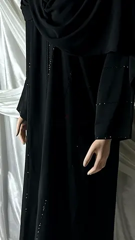 Elegant Black Abaya with Beautiful Embellishments open to offers
