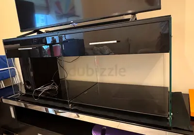 Modern Glass-Top TV Stand with Storage