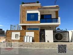 Villa for sale in Ajman, Al Bahia area. 6 master bedrooms, majlis, 2 living rooms, and a maid's 