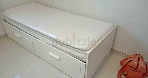Ikea brimness Day bed frame with 2 big storage drawers underneath and with 2 Ikea mattresses is