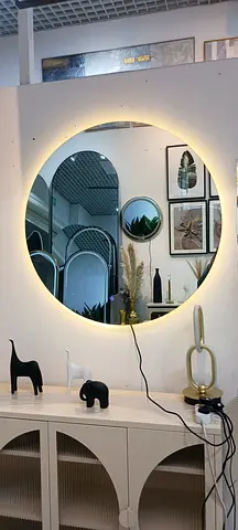 Elegant Round LED Mirror for Modern Interiors with three colors back led