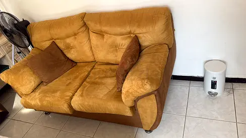 Comfortable Two-Seater  three-seater Sofa in Warm Tan