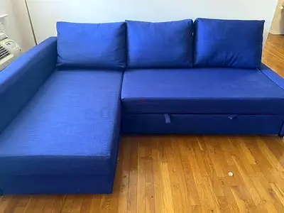 Comfortable Blue L-Shaped Sofa bed with Storage